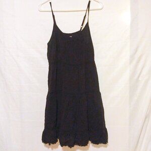 Mossimo Black Fringe Mini Dress L Western Boho Festival Indie Soft Grunge